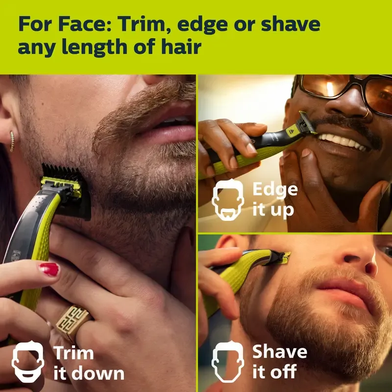 Philips Norelco OneBlade 360 Face, Electric Trimmer and Shaver, QP2724 70 Stainless Steel Comb Handle Cordless Portable Shaver Cordless Portable Shaver