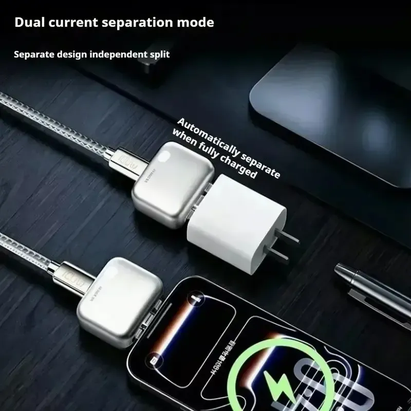 Fully Automatic Full Charge Separator, Ai Recognition Auto Power Off, Compatible with Apple and Android, Cross Compatibility, Smart Charging Device, Portable Lightweight Cellphone Charger