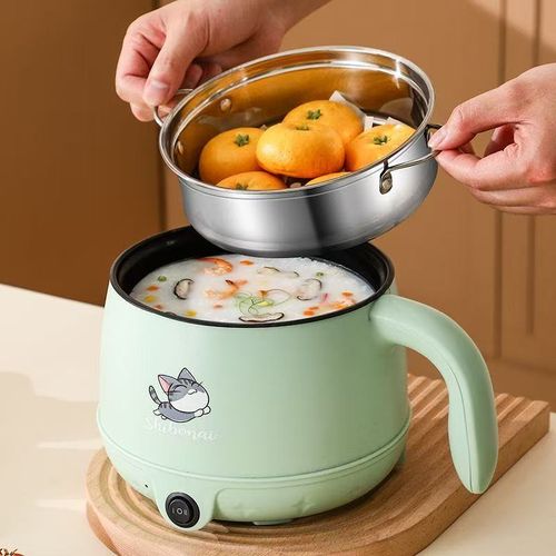 AORAN KITCHEN Mini 1.8L Low-Power Non-Stick Coating Electric Hot Pot - Household Appliances, Adjustable Heat Control, Steam Basket, Portable Dorm & Office Meal Tool for Quick Noodles Soup,techvibes