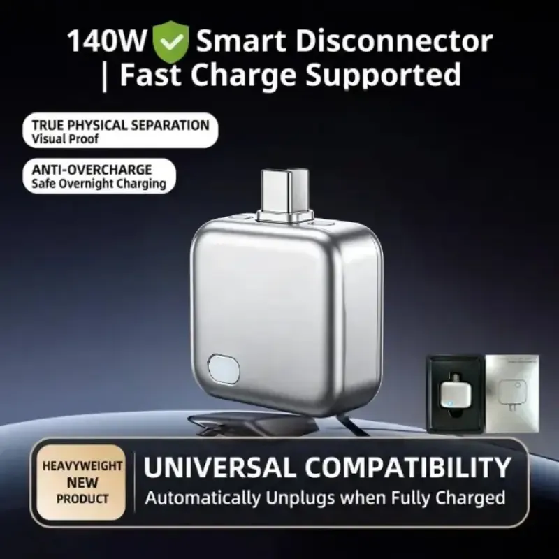 Fully Automatic Full Charge Separator, Ai Recognition Auto Power Off, Compatible with Apple and Android, Cross Compatibility, Smart Charging Device, Portable Lightweight Cellphone Charger