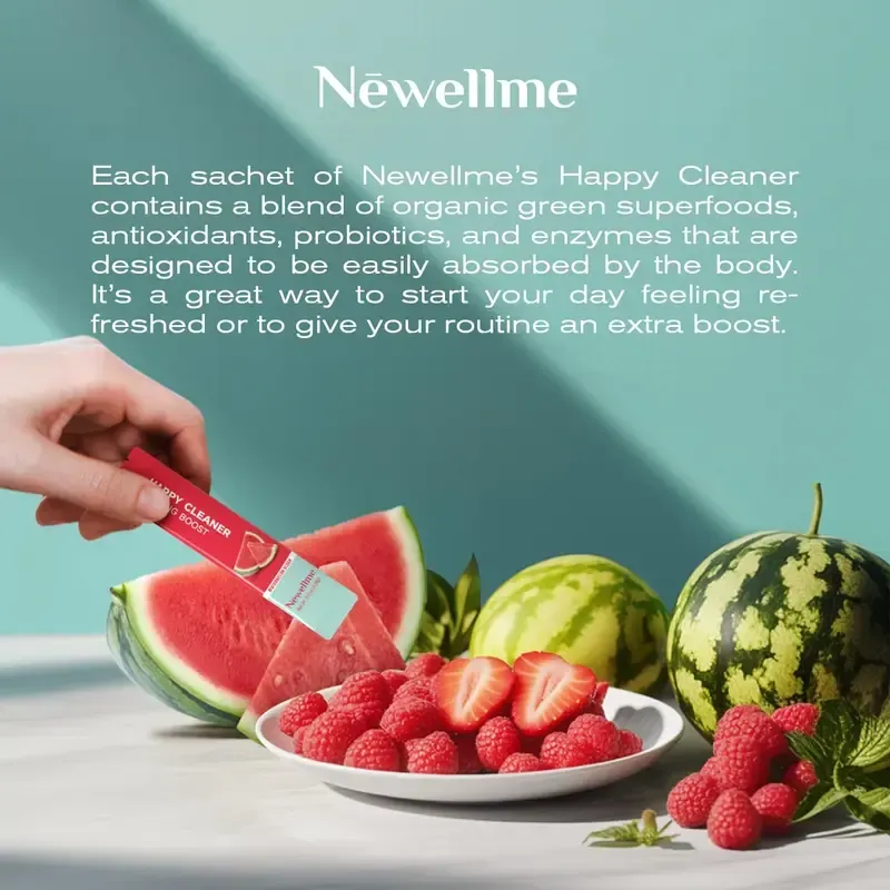 Limited Time Discount-Happy Cleaner Superfood Powder – Sugar-Free Berry Drink Mix, Antioxidant & Digestion Support, Vegan, Non-GMO, Gluten-Free, 14 Packets