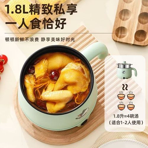 AORAN KITCHEN Mini 1.8L Low-Power Non-Stick Coating Electric Hot Pot - Household Appliances, Adjustable Heat Control, Steam Basket, Portable Dorm & Office Meal Tool for Quick Noodles Soup,techvibes