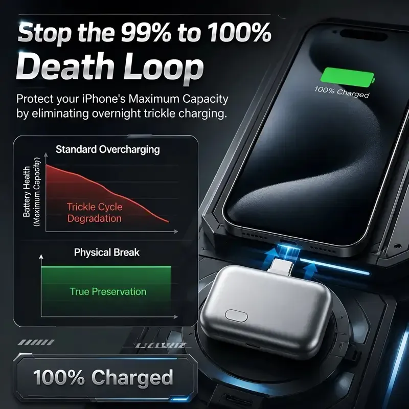 Fully Automatic Full Charge Separator, Ai Recognition Auto Power Off, Compatible with Apple and Android, Cross Compatibility, Smart Charging Device, Portable Lightweight Cellphone Charger