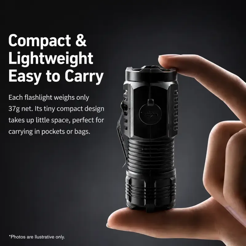 Mini LED Flashlights (LED Lights, Mini Light) with USB-C Port, High-Brightness Beam, 3 Modes, Adjustable Focus, Portable Design, Batteries Built-In, Anti-Slip Firm Grip, Home Improvement Tool, Outdoor Camping Essential