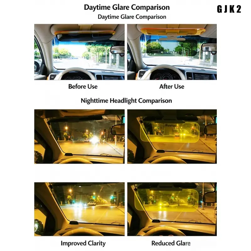 Adjustable Car Anti-Glare Sun Visor, Dual Color Day Night Driving Shield, Universal Vehicle Windshield Glare Reducing Accessory