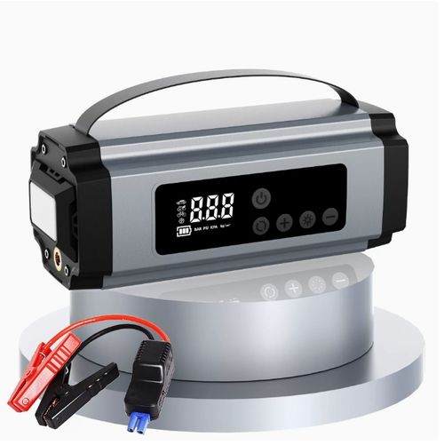 Iniciador de emergência para carro de 6000mAh com funções de bomba de ar, iluminação e power bank