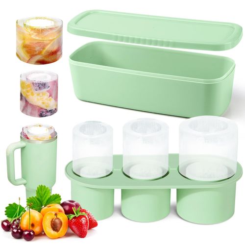 Ice Cube Tray for Tumbler Cup, Silicone Cylinder Ice Mold with Lid