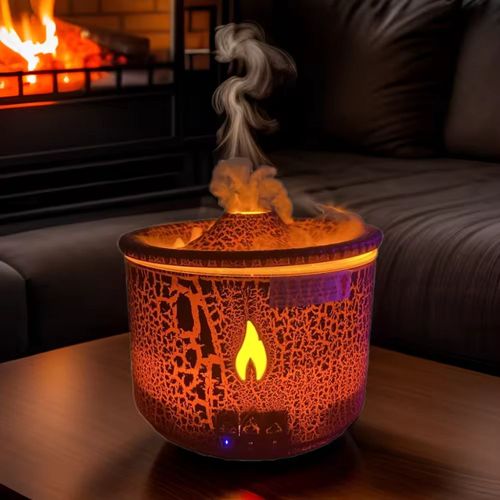 Volcano Ultrasonic Oil Diffuser 350ML, 2 Mist Modes Flame & Volcano