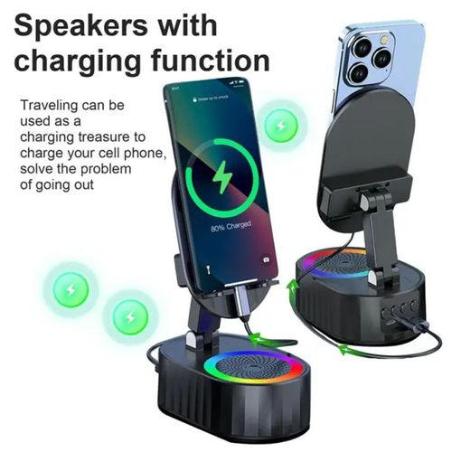 5 in1 Wireless Bluetooth Speaker Cell Phone Stand with Surround Subwoofer Sound