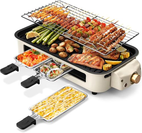 Non-Stick Indoor Smokeless Grill, Portable Multifunctional Electric BBQ Grill