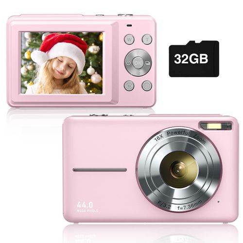 1080P 44MP Digital Camera with 32GB Memory Card, 16X Zoom Vlogging Camera