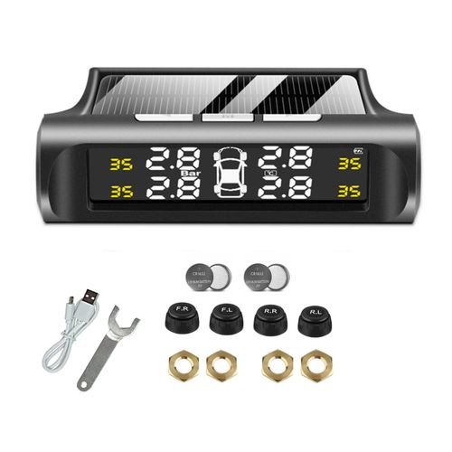 TPMS Tyre Solar Tire Pressure Monitoring System, Wireless LCD Display Tire Pressure Alarm