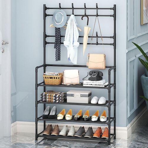 5 Tiers Multifunctional Metal Shoe and Coat Rack