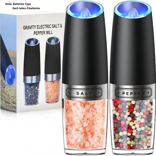 2PCS Electric Salt & Pepper Grinder Set, Battery Powered Household Seasoning Grinder