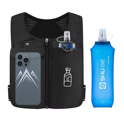 Adjustable Running Hydration Vest with 500ml Soft Water Bottle