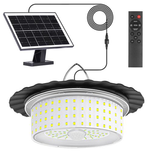 224-LED Solar Pendant Light with Moving Sensor, 5 Modes Waterproof Floodlight with Remote Control