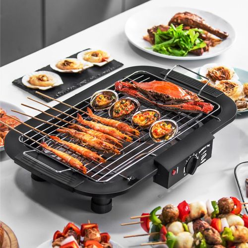 Electrical Smokeless BBQ Grill Stove, Thermostat Adjustable Grill Pan