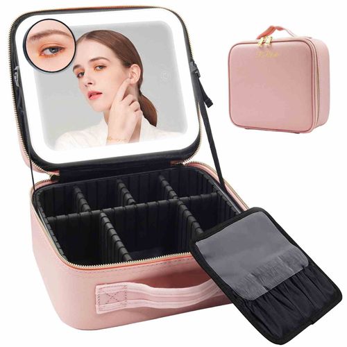 Large Capacity Portable Makeup Bag with LED Mirror