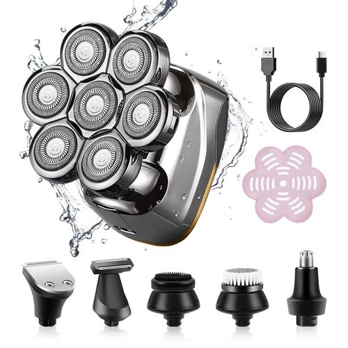 Barbeador elétrico recarregável USB de 7 bits com cabeça flutuante para homens