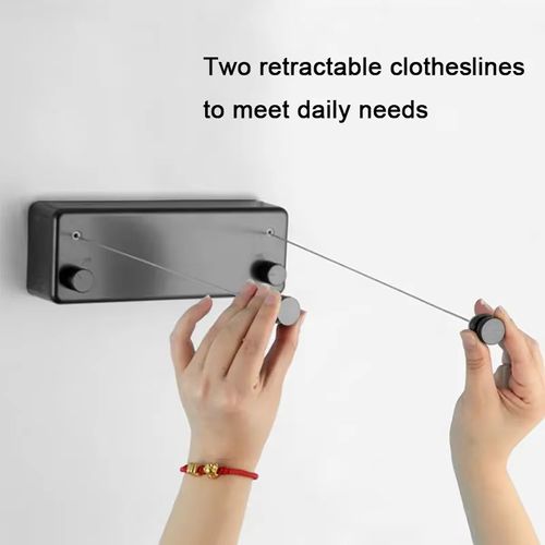Retractable Clothesline Laundry Line with Adjustable Stainless Steel Double Rope