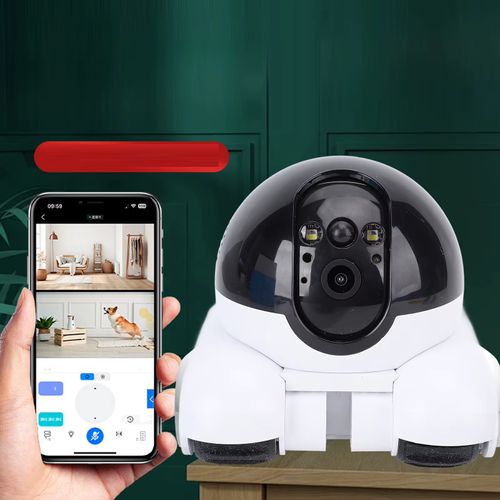 Câmera de vigilância interna 2MP lente dupla 5200mAh bateria recarregável APP controle remoto pet robô câmera para cães e gatos em casa