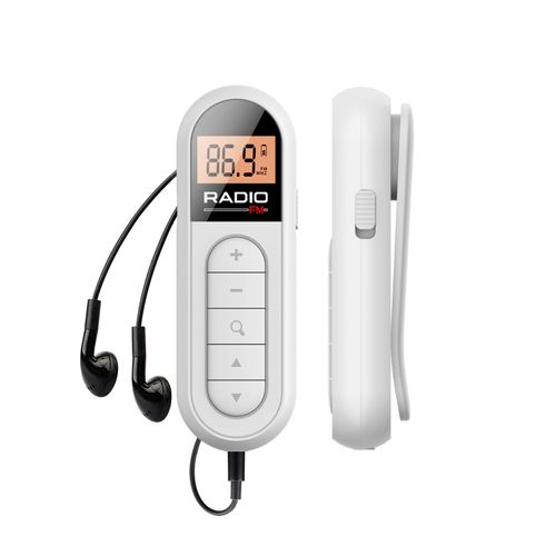 Rádio FM portátil recarregável com boa recepção, sintonia digital em LCD e entrada para fone de ouvido