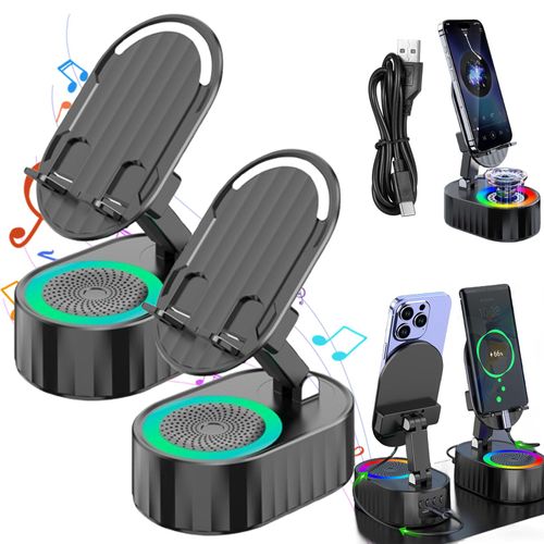 Alto-falante subwoofer sem fio 5 em 1, suporte para telefone e banco de energia