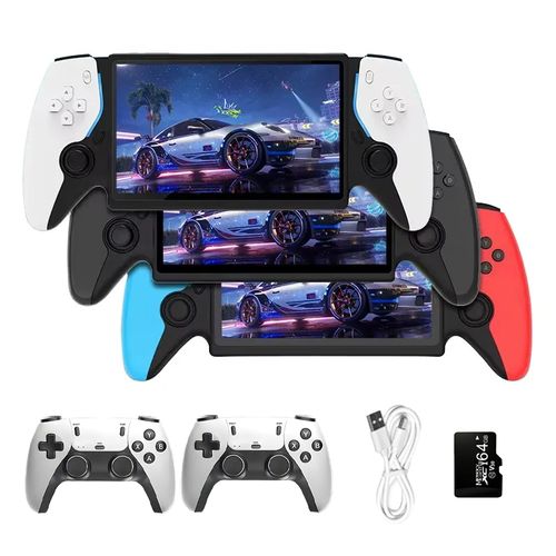 Console de jogos portátil de 7 polegadas com 2 controles para dois jogadores.