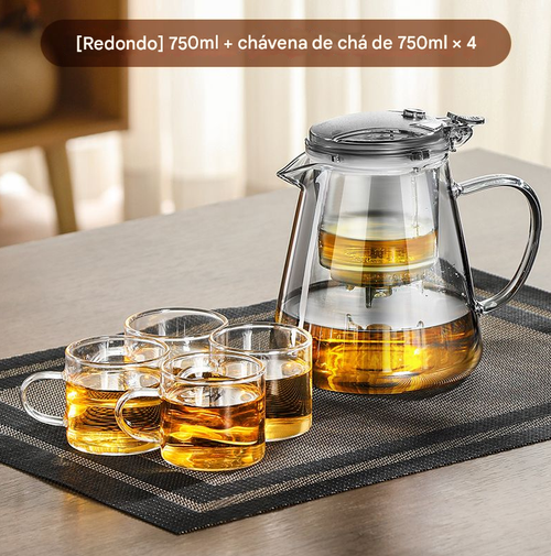 Bule de vidro 750ml para Bonston, bule integrado com filtro, bule, caixa de oferta premium, família, campismo, presentes