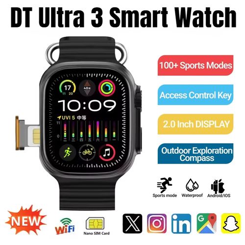 Relógio inteligente DT Ultra 3, lançamento de 2025, 32 GB de memória, GPS, reprodução de vídeo 3D, visual surround, relógio inteligente desportivo para homens e mulheres