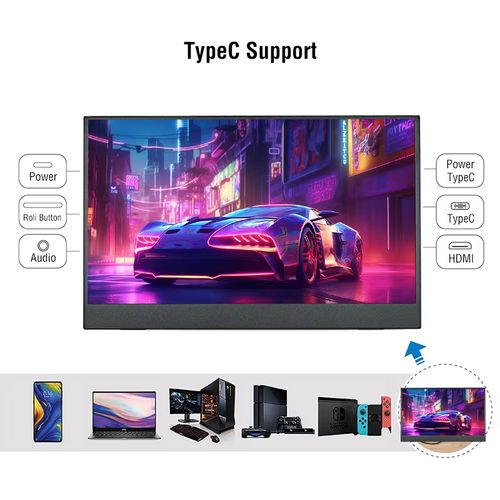 Anmite 15,6 polegadas Portable Touch Monitor 1080P HDR 16:9 Luz Azul Baixa Para XBox PS4  5 Switch Celular PC Loptop Extension
