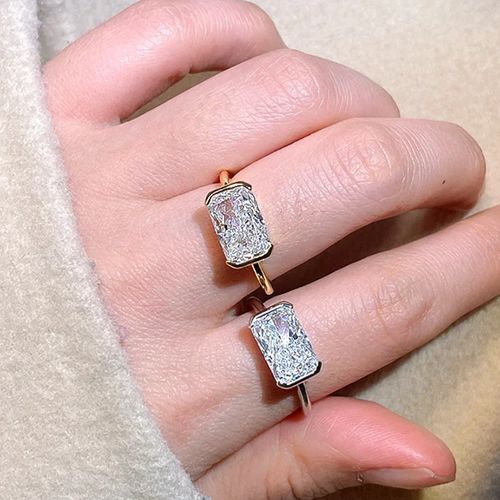 925 Sterling Silver Iced Cut 7*11mm Lab Diamond Rings for Women Engagement Wedding Ring Fine Jewelry