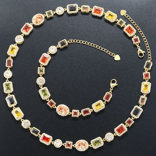 Colorful Rhinestone Decorated Pendant Necklace for Women & Girls, Fashion Jewelry for Party, Daily Clothing Decor
