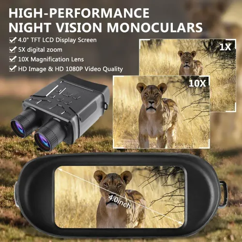 Visão noturna digital binocular todo preto telescópio infravermelho de alta definição deteção ao ar livre explosão de alta definição