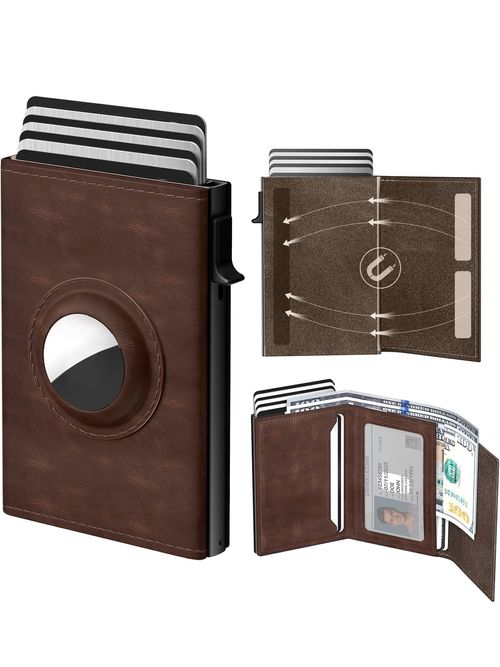 Smart Wallet for AirTag,Slim Leather RFID Bifold with Pop-Up Feature,Cash Slot,Gifts for Men
