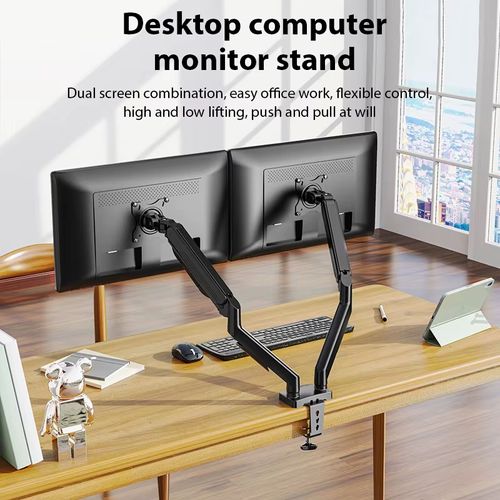 Suporte de monitor duplo de 17-32 polegadas suporte de tela dupla ergonomicamente ajustável protege o computador cervical levante a carga 2-9 kg