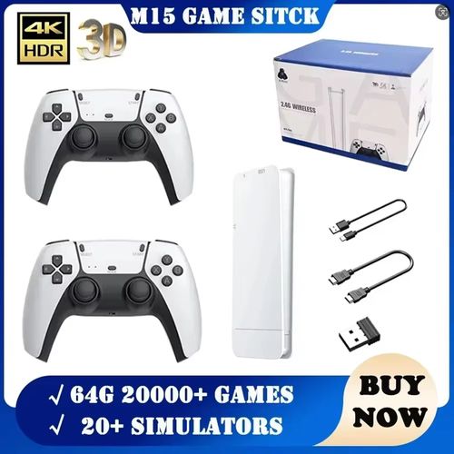 M15 Home Game Console HDMI Alta Definição Grande Tela Joystick Duplo 4K TV Arcade 2.4G Wireless Game Box