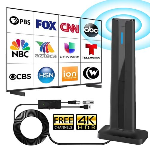 6000 Milhas Antena Digital 36DBI para Smart TV Interior com Base 3M-Stick, Receção 360°&Long Range 4k 1080p para Canais Locais