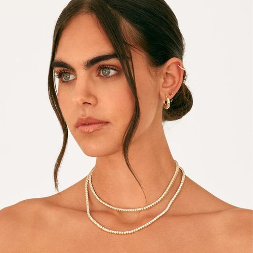 Rear drill necklace tennis necklace collar necklace clasp necklace titanium steel plated with 18K gold - non-fading jewelry