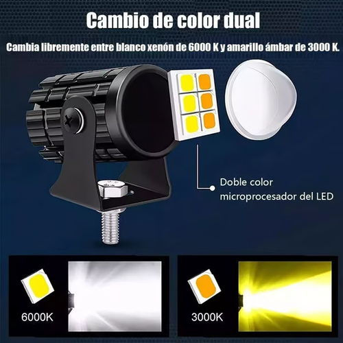 2-Pack Mini LED Driving Lamps with Switch, Dual Color High Luminance Spotlight for Trucks