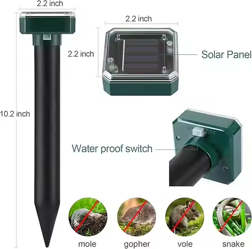 🔥 Solar Power Mouse Mole Snakes Pest Rodent Repeller（Four packs）