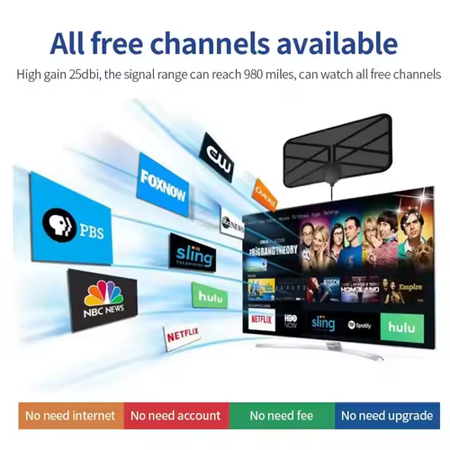 3600Miles Digital Antenna TV Indoor Signal Amplifier 4K UHD