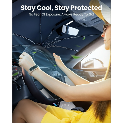 Car Front Windshield Sunshade, Foldable Umbrella Sunshade, Heat Insulation Sunshade, UV Protection Multifunctional Sunshade, Suitable For Most Models