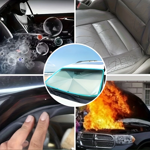 Car Front Windshield Sunshade, Foldable Umbrella Sunshade, Heat Insulation Sunshade, UV Protection Multifunctional Sunshade, Suitable For Most Models