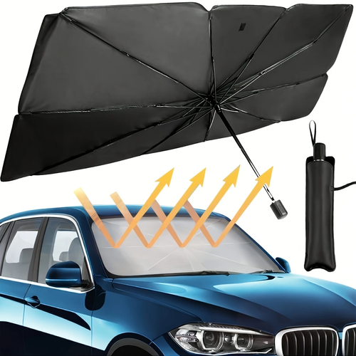 Car Front Windshield Sunshade, Foldable Umbrella Sunshade, Heat Insulation Sunshade, UV Protection Multifunctional Sunshade, Suitable For Most Models