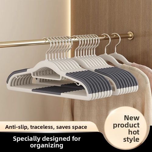 (Pack of 10) Multifunctional, rotatable, non-slip, thickened plastic hangers for wet and dry use—single-tier household hangers.