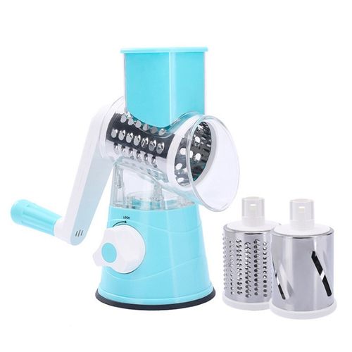 Manual Rotary Vegetable Slicer Grater with 3 Stainless Steel Drums Kitchen Tool