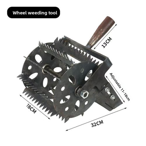 New Handheld Wheeled Weeder – Push-Type Hoe – Manganese Steel Weeding Tool – Serrated Wide-Blade Weeder