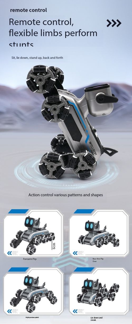 2 Control Modes 8-Wheel Stunt RC Robot Dog Toy
