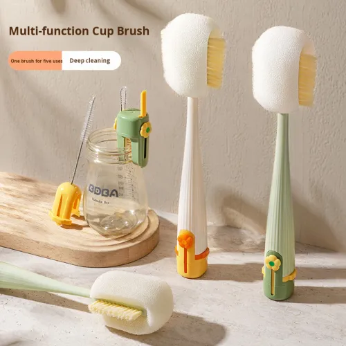 (Pack of 2) 5-in-1 Multifunctional Long-Handled Brush – Ultimate Tool for Cleaning Water Bottles, Thermos Flasks, and Baby Bottles